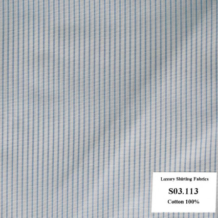 S03.113 Kevinlli S3 - Sơmi 100% Cotton - Trắng Caro Xanh Dương